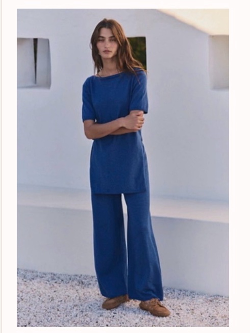 NWT Free People Relaxed to the Max Pant Set color Blue Sail
